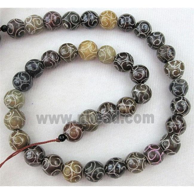 round Agalmatolite Beads