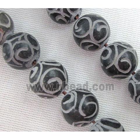 round black Agalmatolite Beads