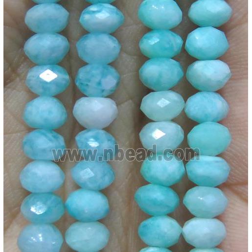 Russian Amazonite beads, faceted rondelle, green
