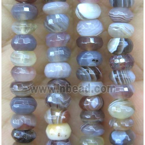 natural Botswana Agate beads, faceted rondelle