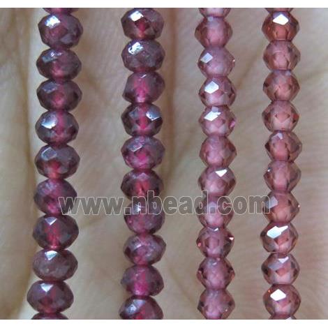 tiny red garnet beads, faceted rondelle