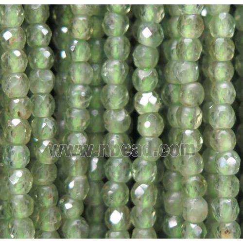 tiny green Peridot beads, faceted round