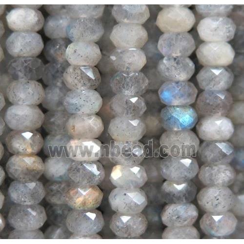 tiny Labradorite beads, faceted rondelle, Grade AA
