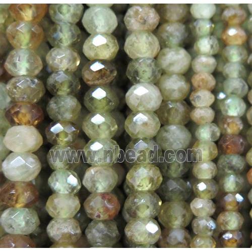 tiny green garnet beads, faceted rondelle