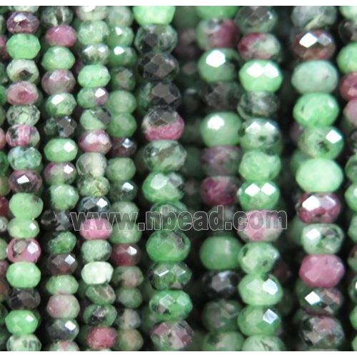 tiny Ruby Zoisite beads, faceted rondelle