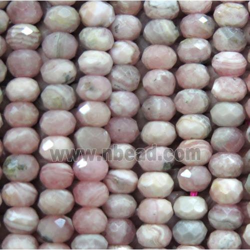 tiny Rhodochrosite beads, faceted rondelle, pink