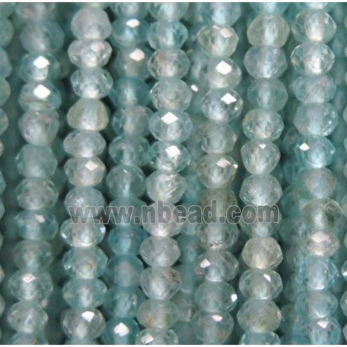 tiny Apatite beads, faceted rondelle, lt.blue