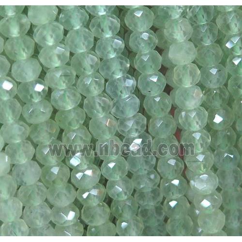 tiny green Prehnite Beads, faceted rondelle