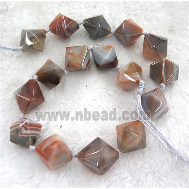 botswana agate beads, bicone, brown dye