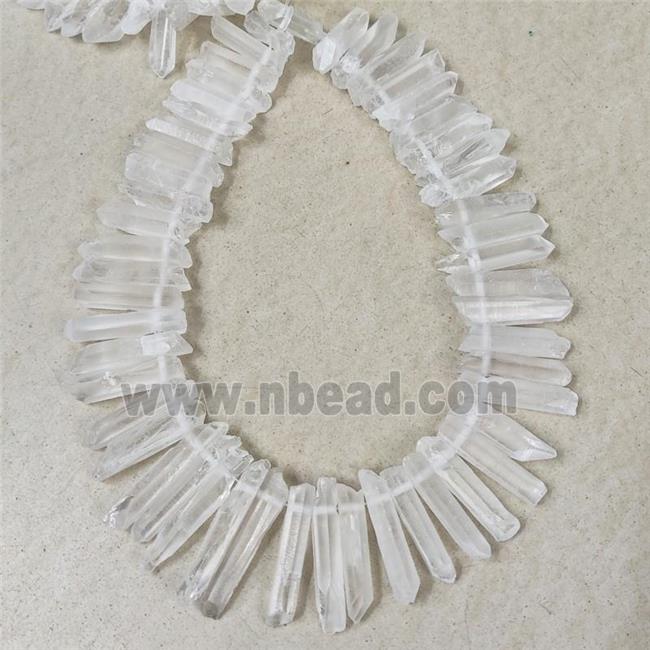 clear quartz collar beads, stick, freeform