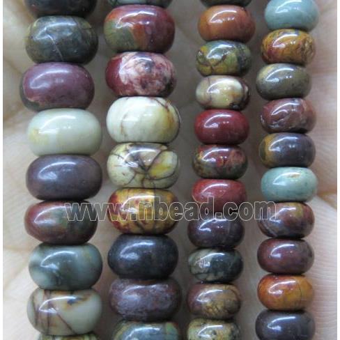 red Picasso Jasper rondelle Beads