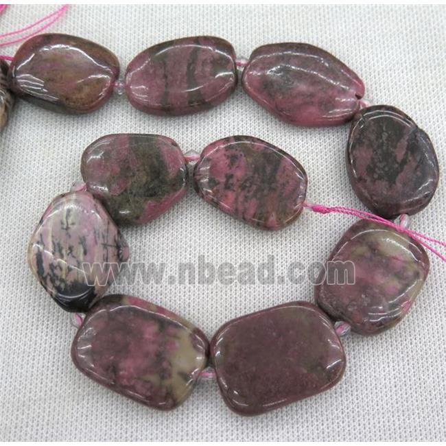 Rhodonite beads, rectangle, red