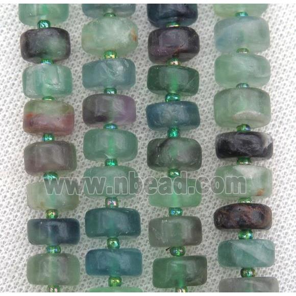 matte green Fluorite heishi beads, disc