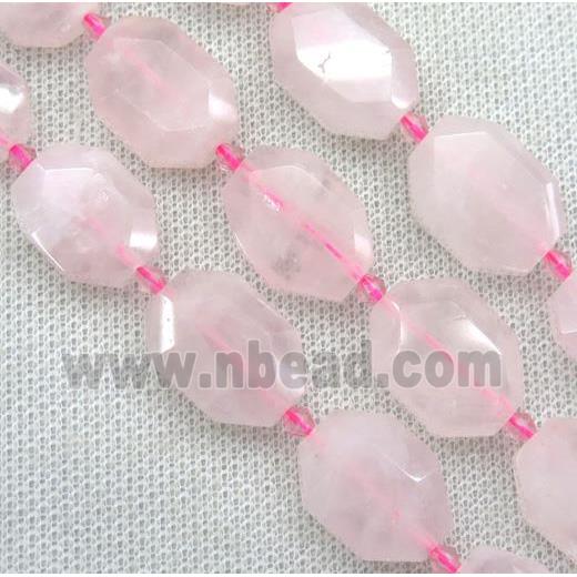 faceted Rose Quartz rectangle beads, pink