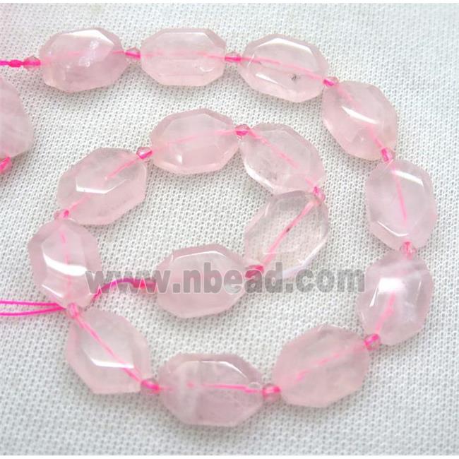 faceted Rose Quartz rectangle beads, pink