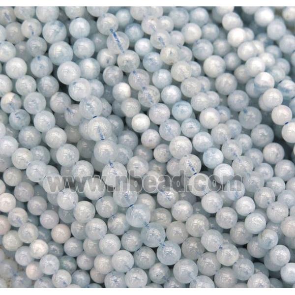 round Aquamarine beads, light blue