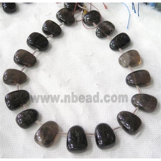 Smoky Quartz beads collar, teardrop, top-drilled