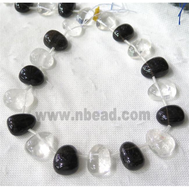 Clear Quartz and Smoky Quartz collar beads, teardrop, top-drilled