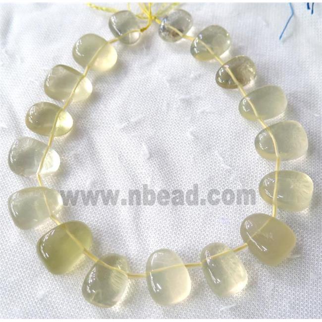 Lemon Quartz collar beads, teardrop, graduated, top-drilled, lt.yellow