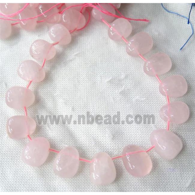 Rose Quartz bead collar, teardrop, top-drilled, pink