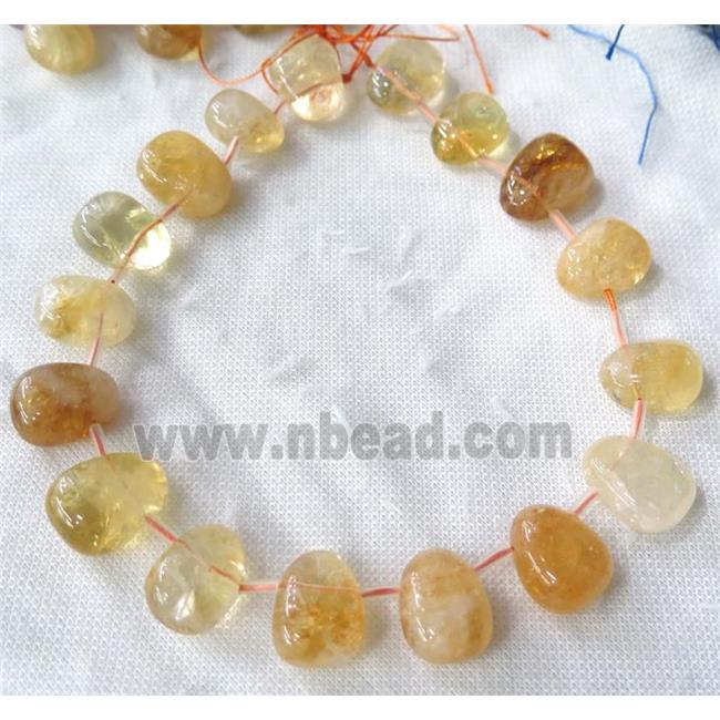 citrine collar beads, teardrop, top-drilled, yellow