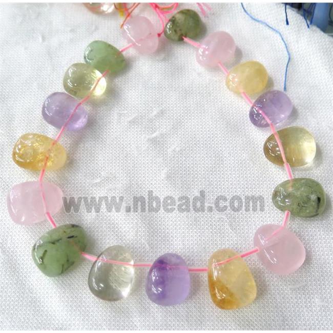 Mix Gemstone Quartz Teardrop Collar Beads Graduated Topdrilled