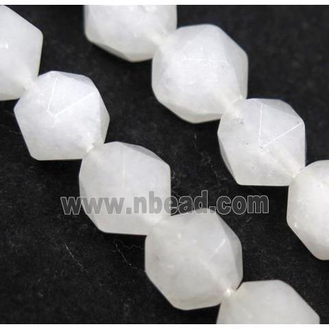 White Jade Beads Cutted Round