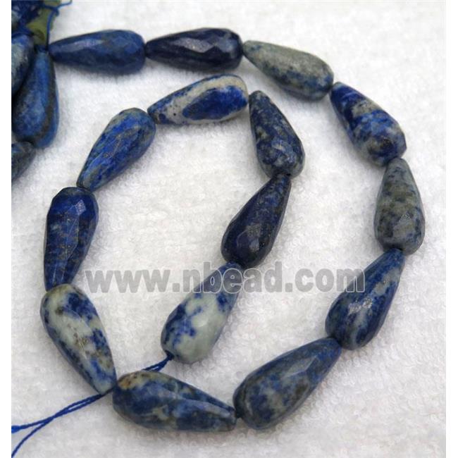 Lapis Lazuli beads, faceted teardrop, blue