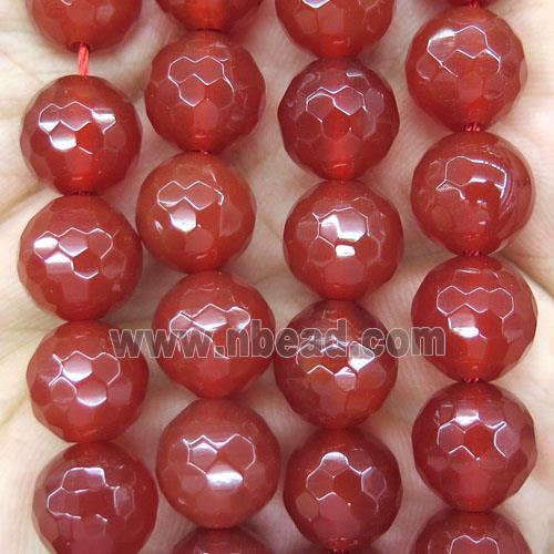 red Carnelian Agate beads, faceted round