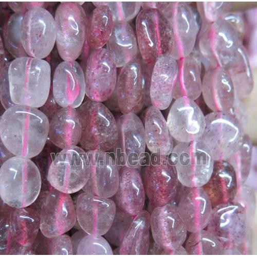 pink Strawberry Quartz beads chip, freeform