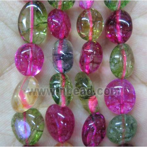 multi color glass crystal quartz chip bead, freeform