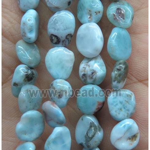 blue Larimar chip beads, freeform