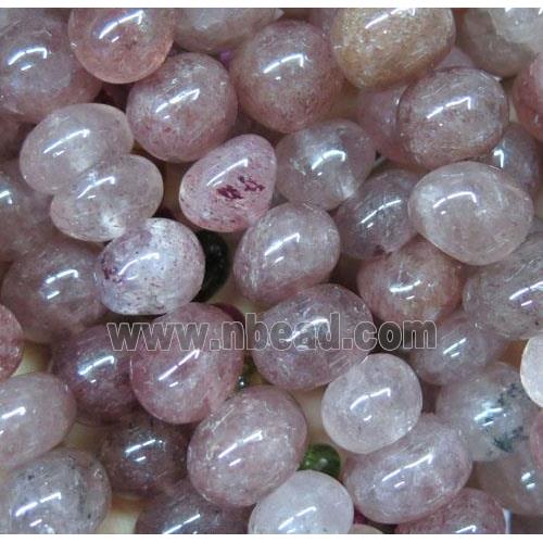 pink Strawberry Quartz chip bead, freeform