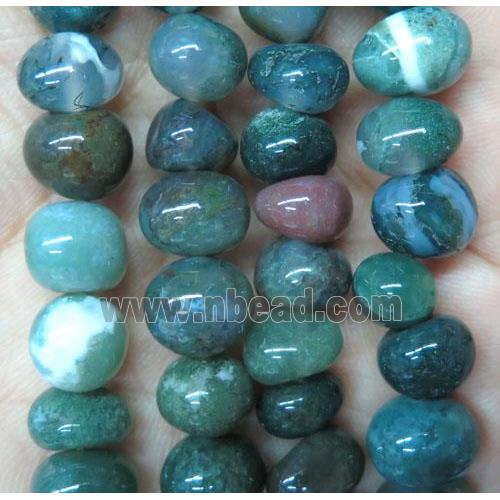 Indian Agate bead chip, green, freeform