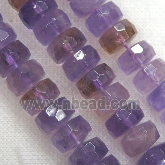 Ametrine heishi beads, faceted, purple