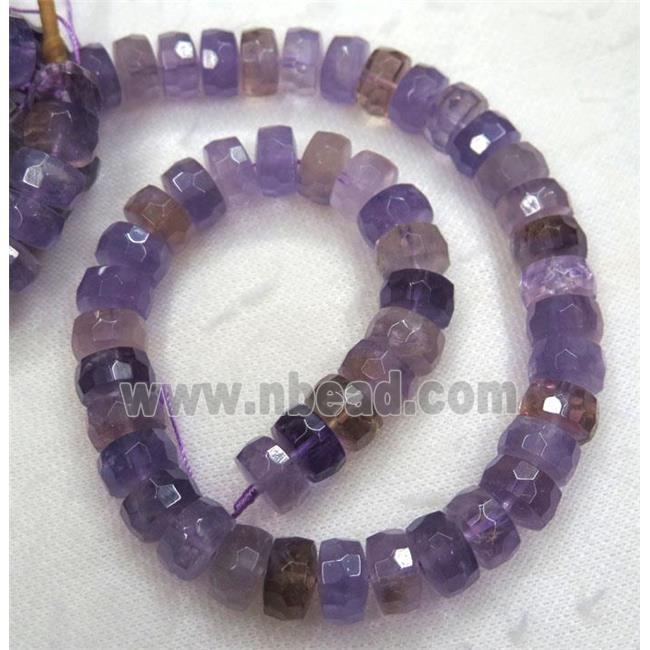 Ametrine heishi beads, faceted, purple