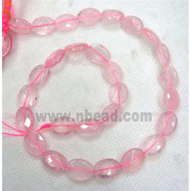 Rose Quartz beads, faceted oval, pink