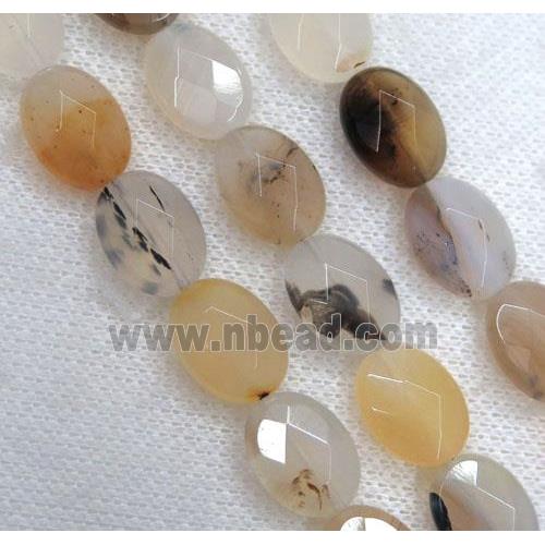 Chinese Heihua Agate beads, faceted oval