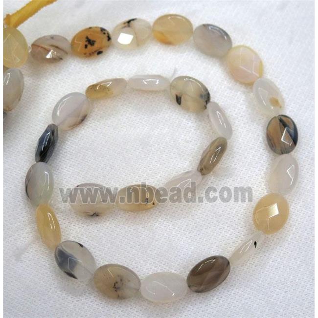 Chinese Heihua Agate beads, faceted oval