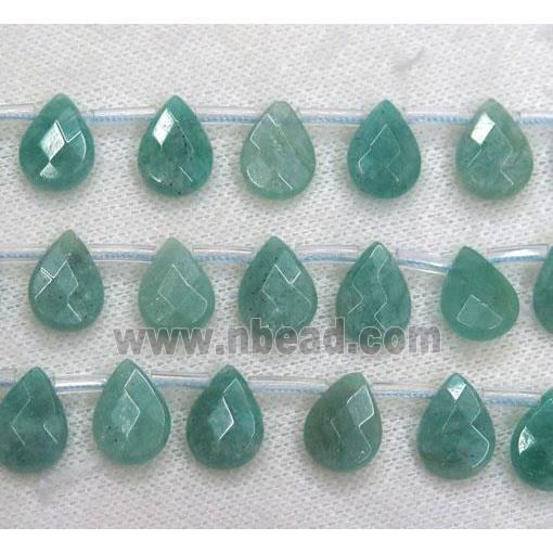 green Russian Amazonite beads, faceted teardrop, top drilled