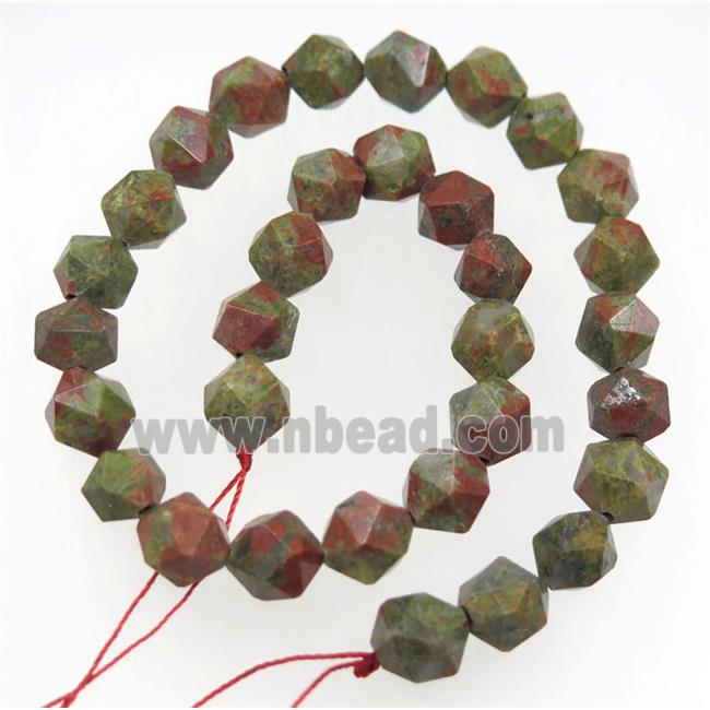Green Unakite Beads Cutted Round