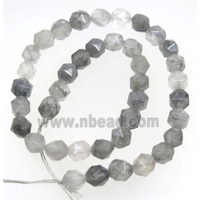 Gray Cloudy Quartz Beads Cutted Round