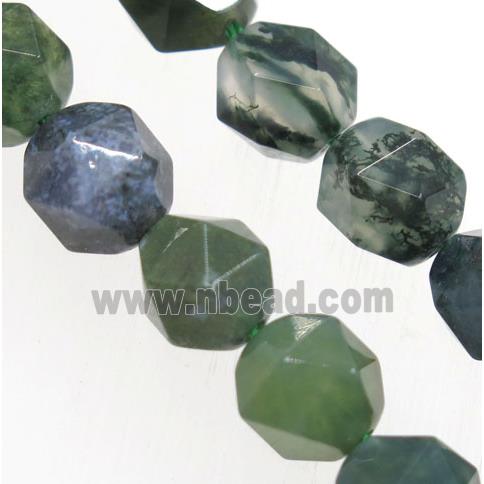 Green Moss Agate Beads Cutted Round