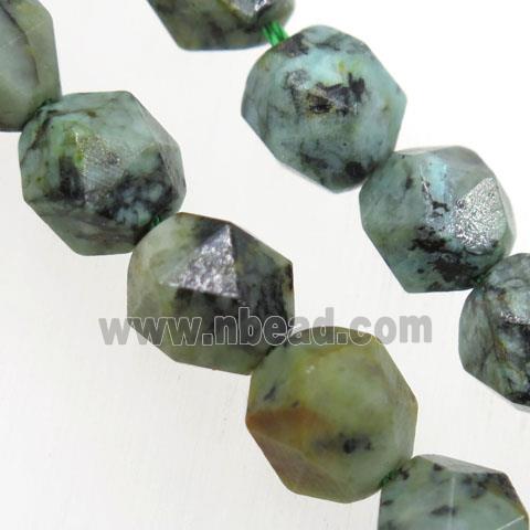 green African Turquoise ball beads, starcut