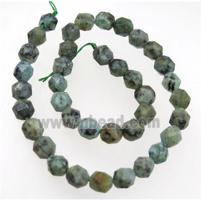 green African Turquoise ball beads, starcut