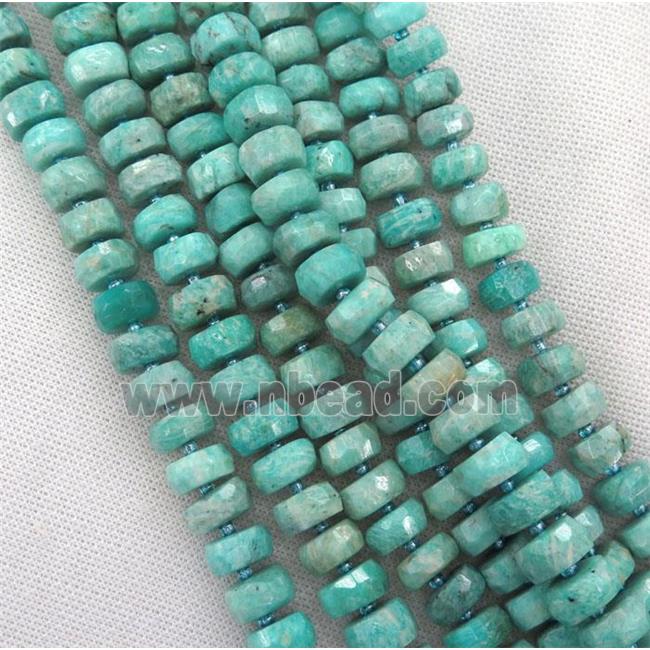 green Russian Amazonite bead, faceted rondelle