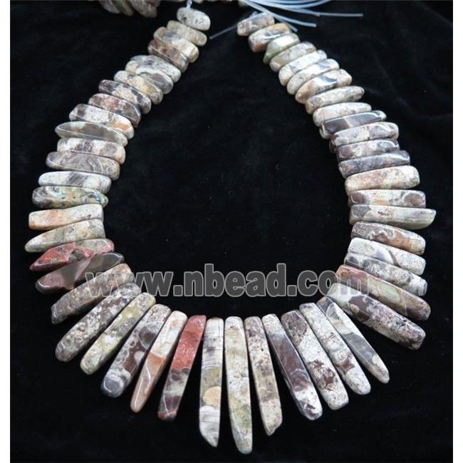 ocean jasper collar bead, stick, top drilled