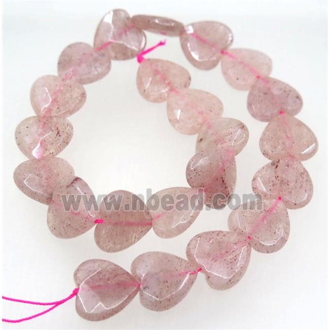 natural Strawberry Quartz beads, faceted heart