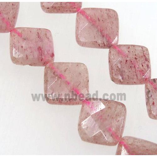natural Strawberry Quartz beads, faceted square