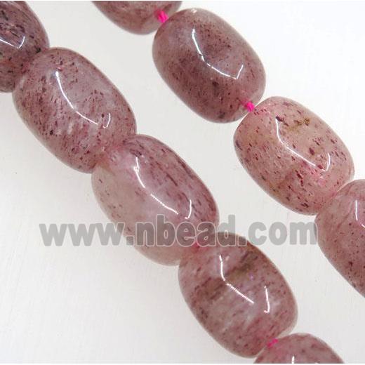 natural Strawberry Quartz beads, barrel
